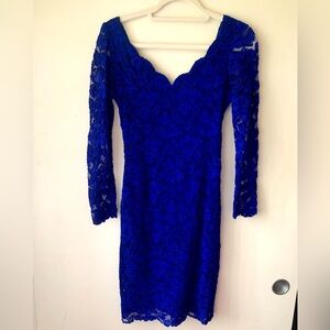Molly Malloy Women's/Junior's Royal Blue Lace Overlay Long Sleeve Dress Size 10